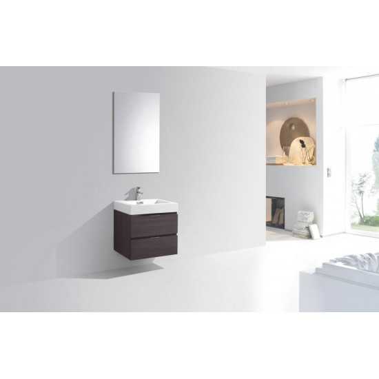 Bliss 24" High Gloss Gray Oak Wall Mount Modern Bathroom Vanity