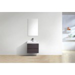 Bliss 24" High Gloss Gray Oak Wall Mount Modern Bathroom Vanity