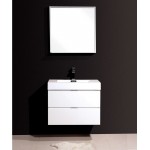 Bliss 30" High Gloss White Wall Mount Modern Bathroom Vanity