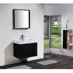 Bliss 30" Black Wall Mount Modern Bathroom Vanity