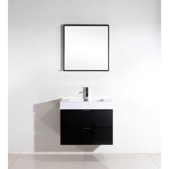 Bliss 30" Black Wall Mount Modern Bathroom Vanity