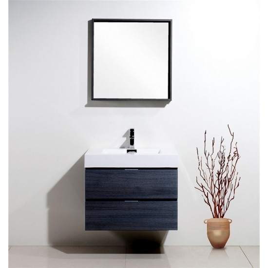 Bliss 30" Gray Oak Wall Mount Modern Bathroom Vanity