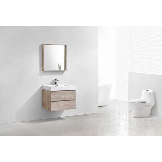 Bliss 30" Nature Wood Wall Mount Modern Bathroom Vanity