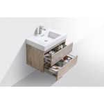 Bliss 30" Nature Wood Wall Mount Modern Bathroom Vanity