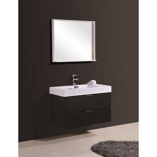 Bliss 36" Black Wall Mount Modern Bathroom Vanity