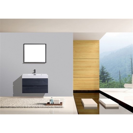 Bliss 36" Gray Oak Wall Mount Modern Bathroom Vanity