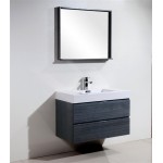 Bliss 36" Gray Oak Wall Mount Modern Bathroom Vanity