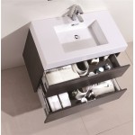 Bliss 36" Gray Oak Wall Mount Modern Bathroom Vanity