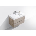 Bliss 36" Nature Wood Wall Mount Modern Bathroom Vanity