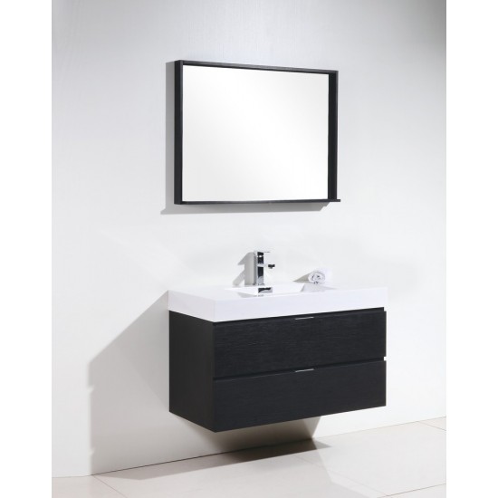 Bliss 40" Black Wall Mount Modern Bathroom Vanity