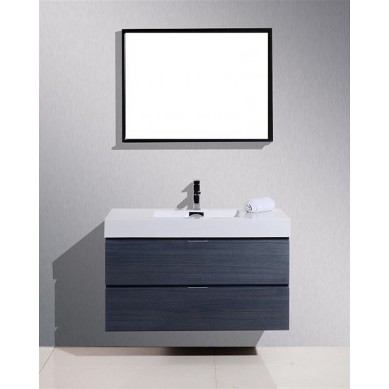 Bliss 40" Gray Oak Wall Mount Modern Bathroom Vanity