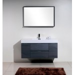 Bliss 48" Wall Mount Modern Bathroom Vanity, Gray Oak