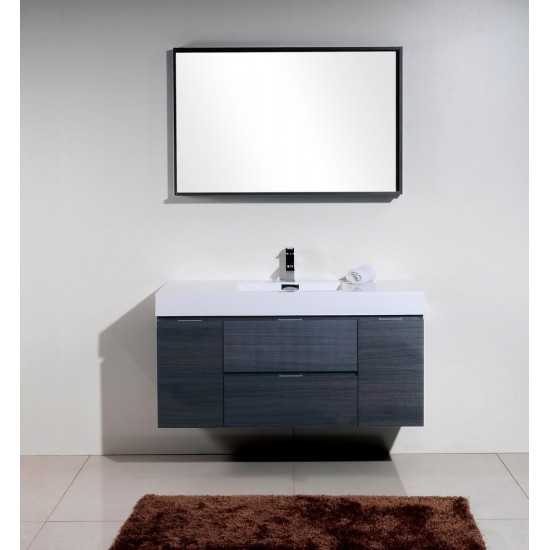 Bliss 48" Wall Mount Modern Bathroom Vanity, Gray Oak