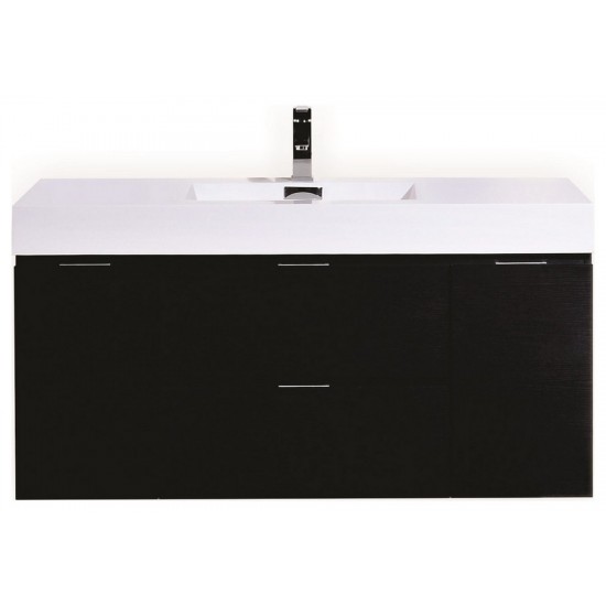 Bliss 48" Wall Mount Modern Bathroom Vanity, Black