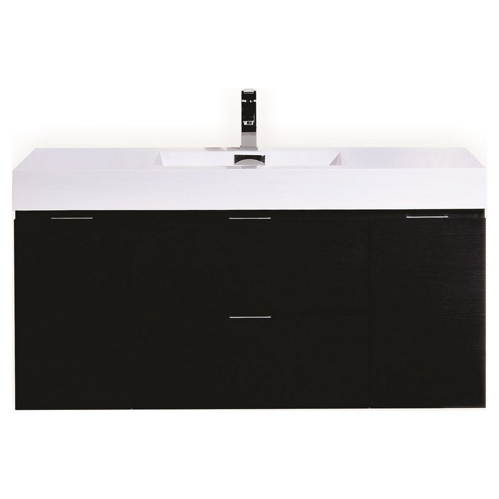 Bliss 48" Wall Mount Modern Bathroom Vanity, Black