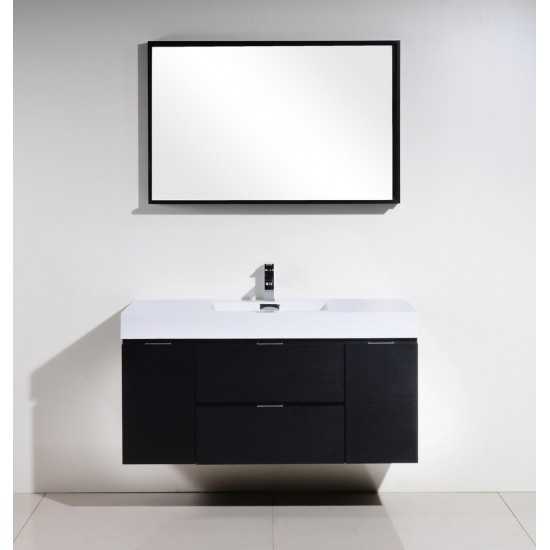 Bliss 48" Wall Mount Modern Bathroom Vanity, Black