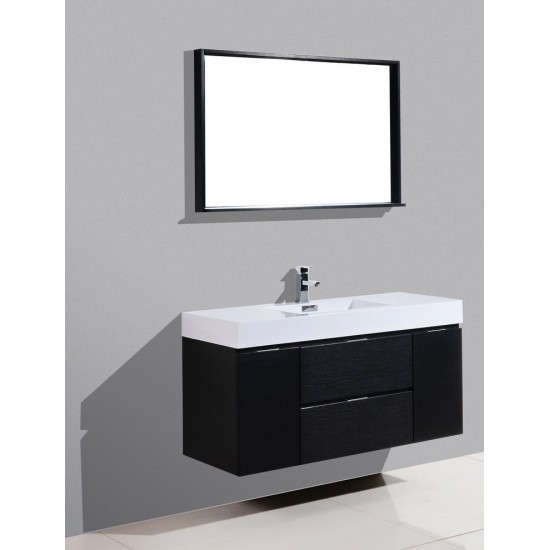 Bliss 48" Wall Mount Modern Bathroom Vanity, Black