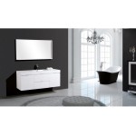 Bliss 60" Single Sink Wall Mount Modern Bathroom Vanity, High Gloss White