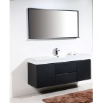 Bliss 60" Single Sink Wall Mount Modern Bathroom Vanity, Black