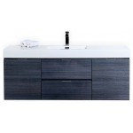 Bliss 60" Single Sink High Gloss Gray Oak Wall Mount Modern Bathroom Vanity
