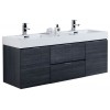 Bliss 60" Double Sink Gray Oak Wall Mount Modern Bathroom Vanity