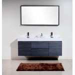 Bliss 60" Double Sink Gray Oak Wall Mount Modern Bathroom Vanity