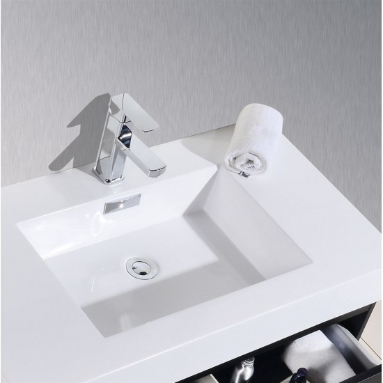 Bliss 72" Double Sink Black Wall Mount Modern Bathroom Vanity