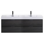 Bliss 80" Double Sink Gray Oak Wall Mount Modern Bathroom Vanity