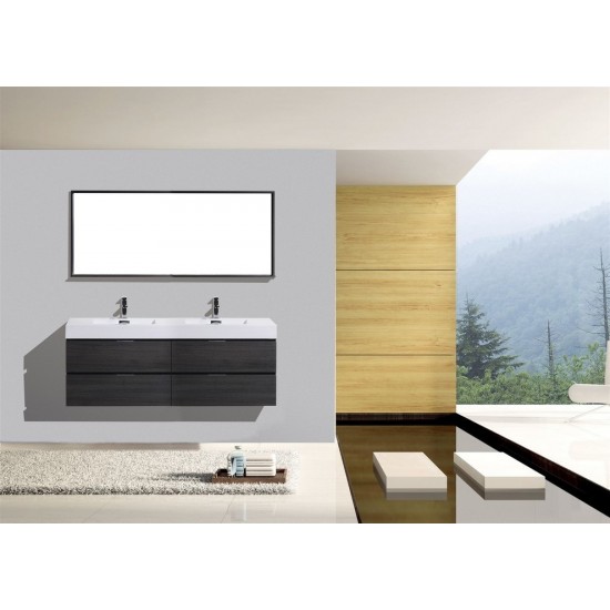 Bliss 80" Double Sink Gray Oak Wall Mount Modern Bathroom Vanity
