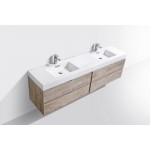Bliss 80" Double Sink Nature Wood Wall Mount Modern Bathroom Vanity