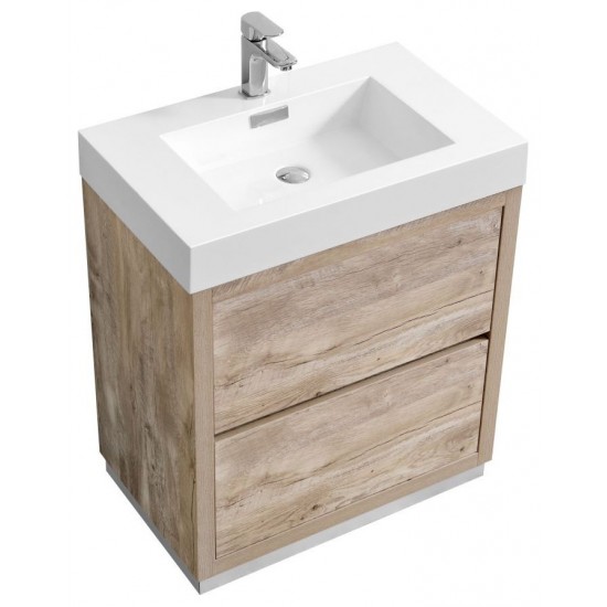 Bliss 30" Nature Wood Free Standing Modern Bathroom Vanity