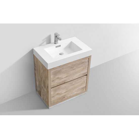 Bliss 30" Nature Wood Free Standing Modern Bathroom Vanity