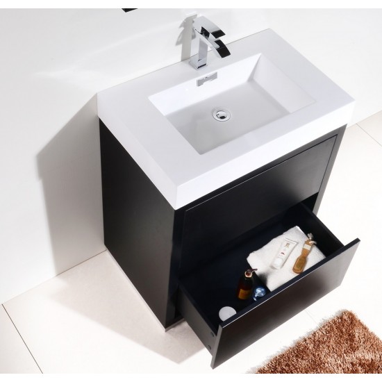 Bliss 30" Black Free Standing Modern Bathroom Vanity