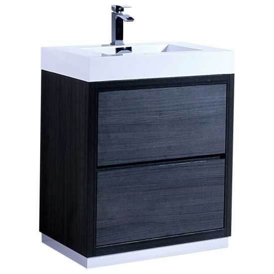 Bliss 30" Gray Oak Free Standing Modern Bathroom Vanity