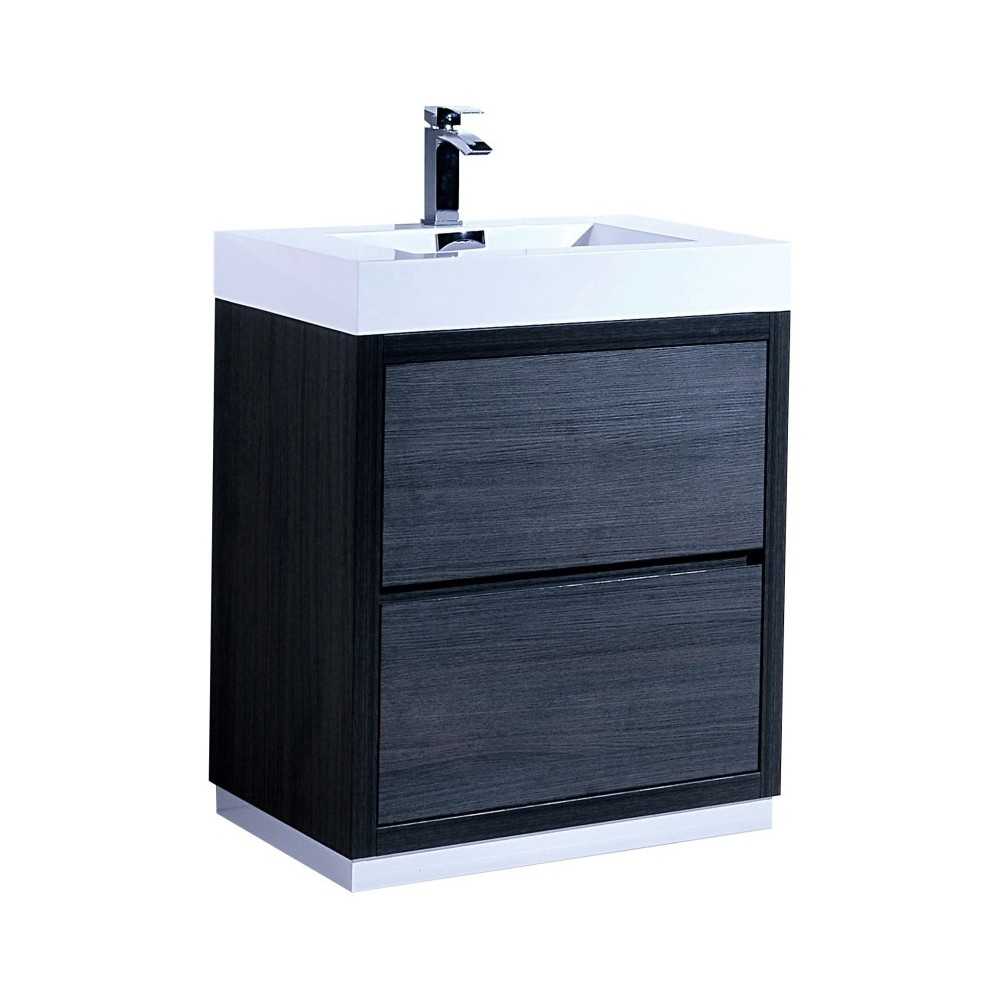 Bliss 30" Gray Oak Free Standing Modern Bathroom Vanity