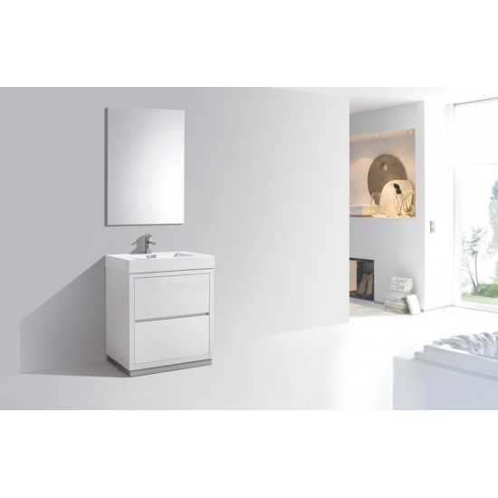 Bliss 30" High Gloss White Free Standing Modern Bathroom Vanity