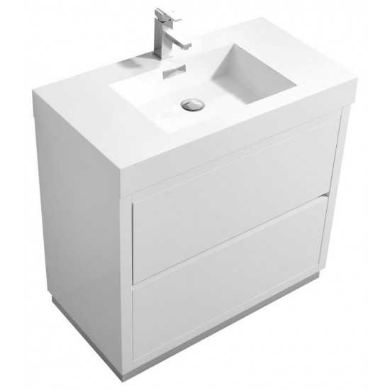 Bliss 36" High Gloss White Free Standing Modern Bathroom Vanity