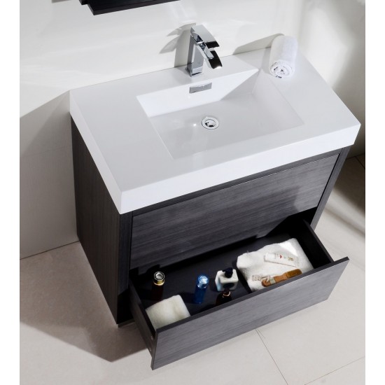 Bliss 36" Gray Oak Free Standing Modern Bathroom Vanity