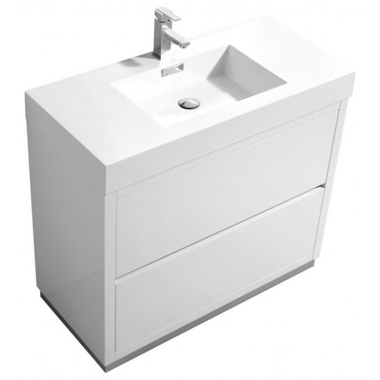 Bliss 40" High Gloss White Free Standing Modern Bathroom Vanity