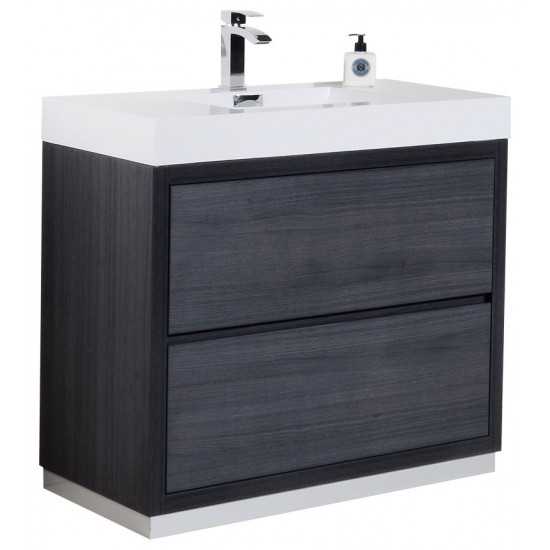 Bliss 40" Gray Oak Free Standing Modern Bathroom Vanity