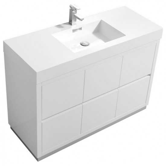 Bliss 48" High Gloss White Free Standing Modern Bathroom Vanity