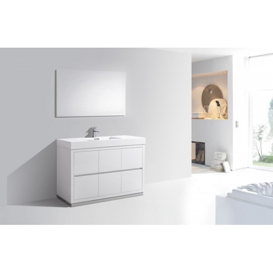 Bliss 48" High Gloss White Free Standing Modern Bathroom Vanity