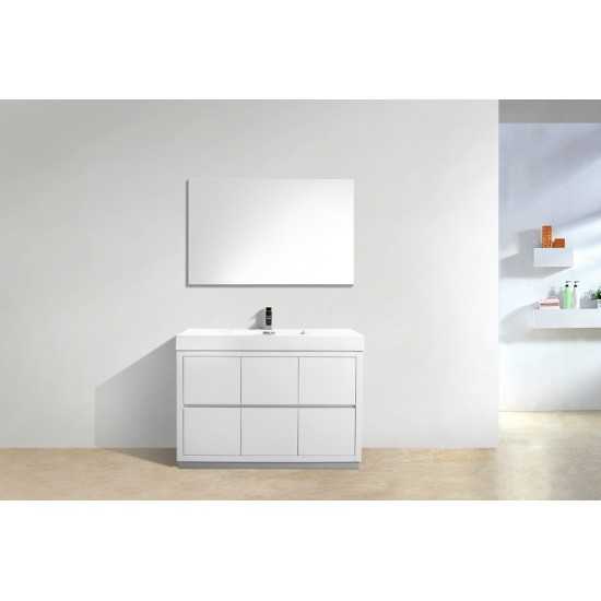 Bliss 48" High Gloss White Free Standing Modern Bathroom Vanity