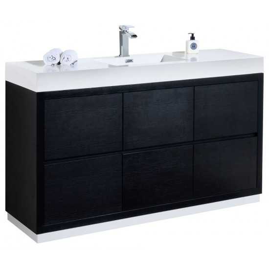 Bliss 60" Single Sink Black Free Standing Modern Bathroom Vanity