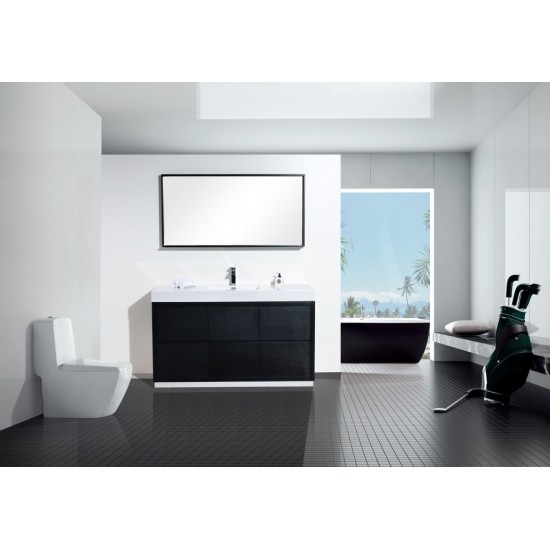 Bliss 60" Single Sink Black Free Standing Modern Bathroom Vanity