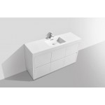 Bliss 60" Single Sink High Gloss White Free Standing Modern Bathroom Vanity