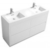 Bliss 60" Double Sink High Gloss White Free Standing Modern Bathroom Vanity