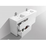 Bliss 60" Double Sink High Gloss White Free Standing Modern Bathroom Vanity