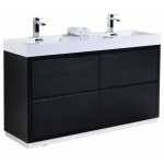 Bliss 60" Double Sink Black Free Standing Modern Bathroom Vanity