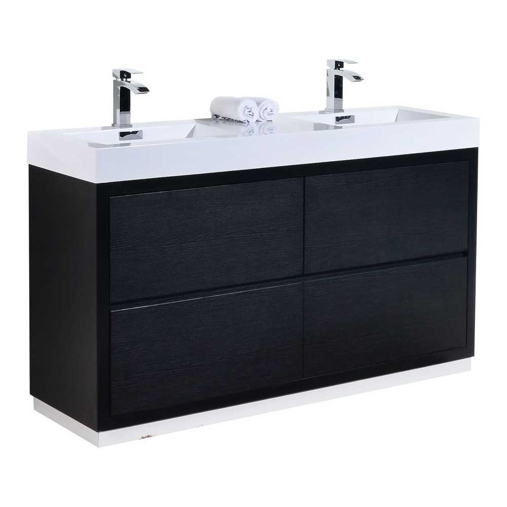 Bliss 60" Double Sink Black Free Standing Modern Bathroom Vanity